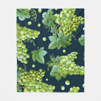 Groene druif: Waterverf donker patroon Fleece Deken