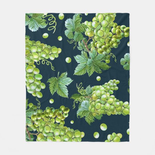 Groene druif: Waterverf donker patroon Fleece Deken (Voorkant)