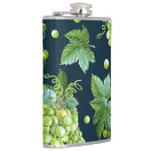 Groene druif: Waterverf donker patroon Heupfles (Rechts)