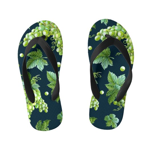 Groene druif: Waterverf donker patroon Kinder Teenslippers (Voetbed)