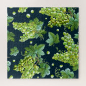 Groene druif: Waterverf donker patroon Legpuzzel (Horizontaal)