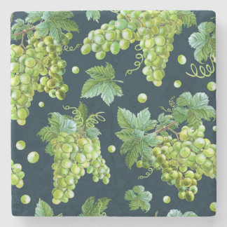Groene druif: Waterverf donker patroon Stenen Onderzetter