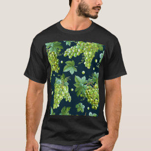 Groene druif: Waterverf donker patroon T-shirt