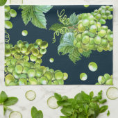 Groene druif: Waterverf donker patroon Theedoek (Gevouwen)