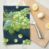Groene druif: Waterverf donker patroon Theedoek (Quarter Fold)