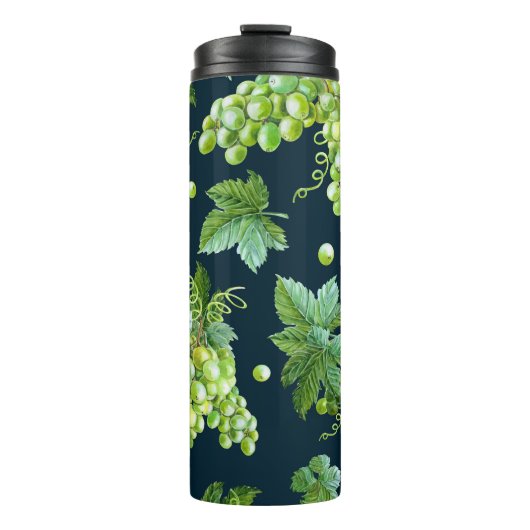 Groene druif: Waterverf donker patroon Thermosbeker (Voorkant)