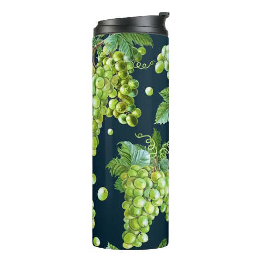 Groene druif: Waterverf donker patroon Thermosbeker (Gedraaid links)