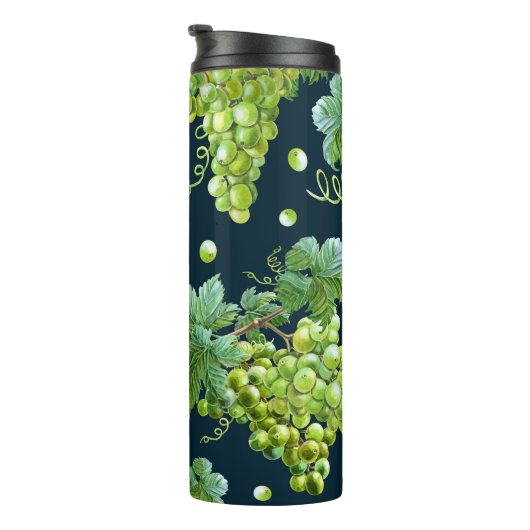 Groene druif: Waterverf donker patroon Thermosbeker (Geroteerd rechts)