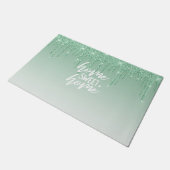 Groene druipende glitter | Thuis Sweet Home Deurmat (Schuin)