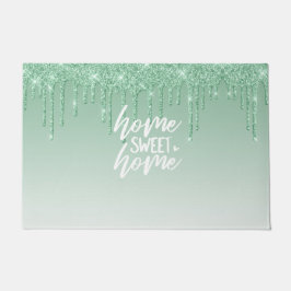 Groene druipende glitter | Thuis Sweet Home Deurmat