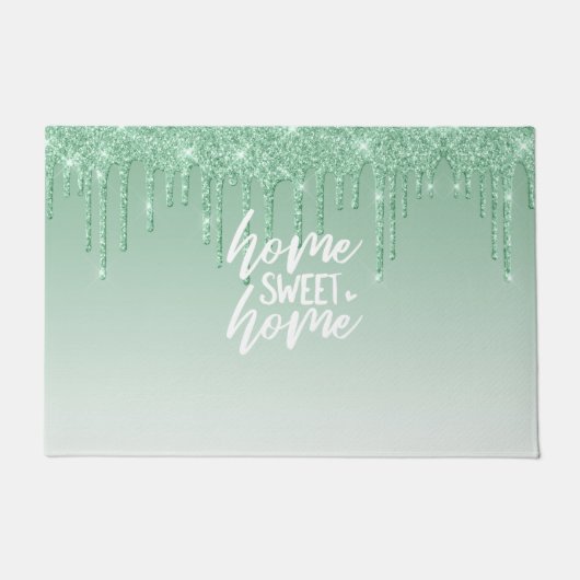 Groene druipende glitter | Thuis Sweet Home Deurmat (Voorkant)
