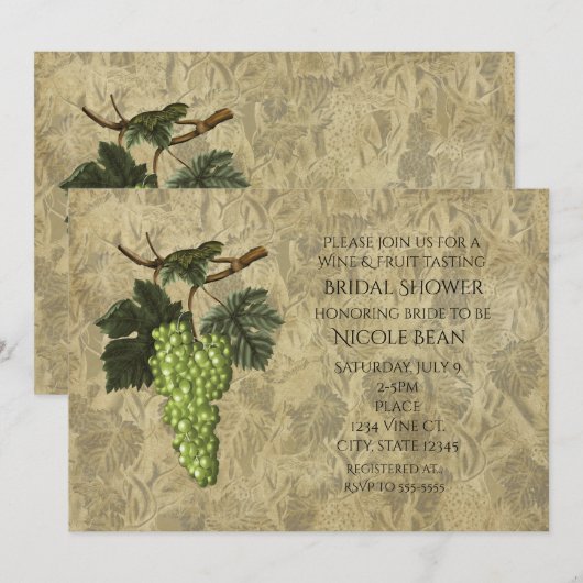 Groene druiven Fruit & Wijnproeverij Uitnodiging (Voorkant / Achterkant)