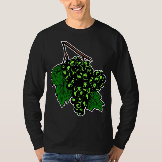 Groene druiven Grafisch Fruit Cluster van druiven T-shirt (Voorkant)