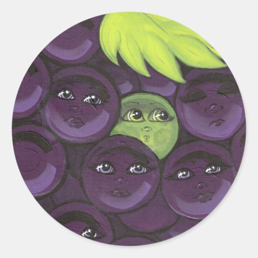 Groene druiven, ingericht ronde sticker (Voorkant)