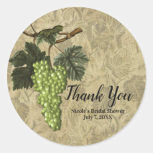 Groene Druiven Landelijke Elegante Trouwfeest Favo Ronde Sticker