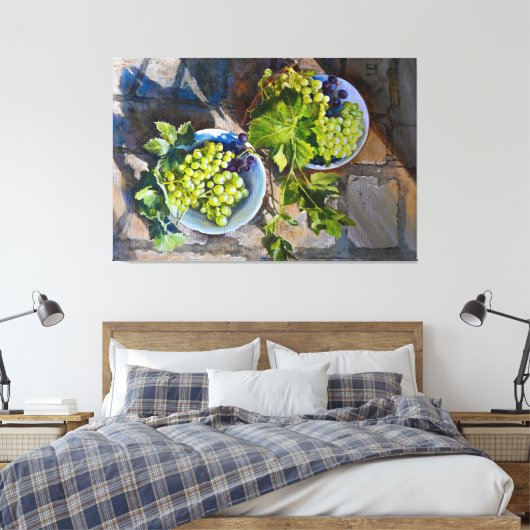 Groene Druiven Stilleven Schilderij Canvas Afdruk (Insitu (Slaapkamer))