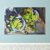 Groene Druiven Stilleven Schilderij Canvas Afdruk (Insitu (Houten vloer))