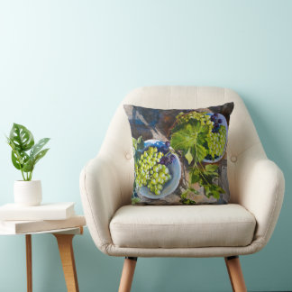 Groene Druiven Stilleven Schilderij Kussen