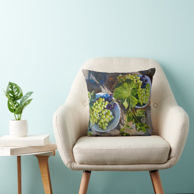 Groene Druiven Stilleven Schilderij Kussen (Stoel)