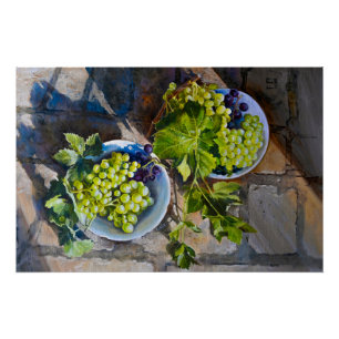 Groene Druiven Stilleven Schilderij Perfect Poster