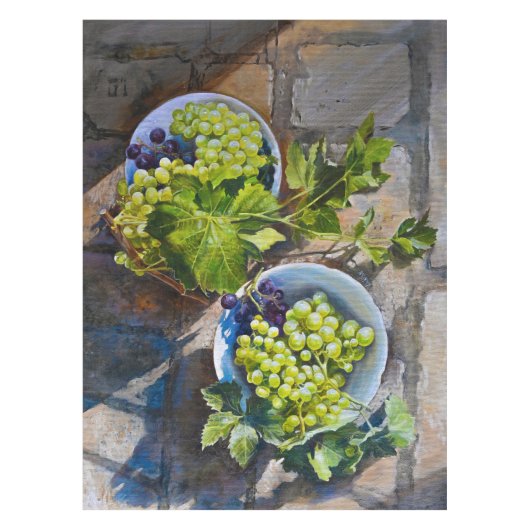 Groene Druiven Stilleven Schilderij Tafelkleed (Voorkant)
