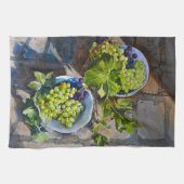 Groene Druiven Stilleven Schilderij Theedoek (Horizontaal)