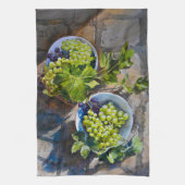 Groene Druiven Stilleven Schilderij Theedoek (Verticaal)