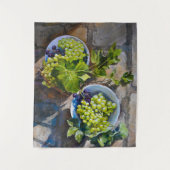 Groene Druiven Stilleven Schilderij Wandkleed (Voorkant)