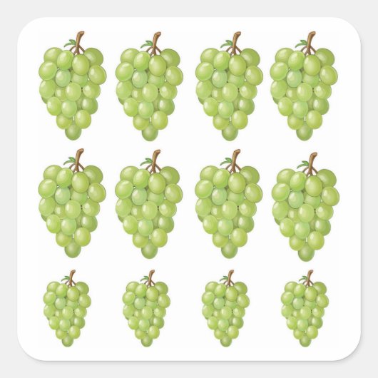 Groene druiven vierkante sticker (Voorkant)