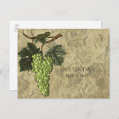 Groene Druiven Wijngaard Trouwdatum Vaststellen Aankondigingskaart (Voorkant / Achterkant)