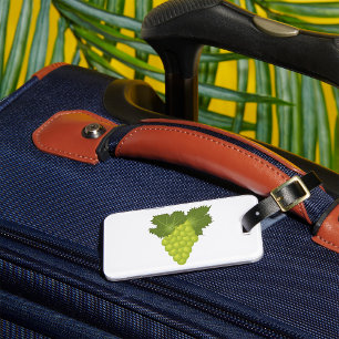 Groene Druiven Wijnstok Bladeren Vers Fruit Bagagelabel