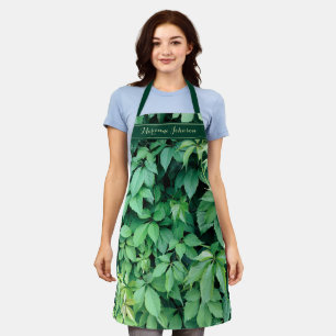 Groene druivenbladeren Monogram Naam Schort