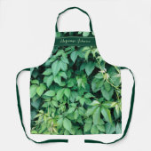 Groene druivenbladeren Monogram Naam Schort (Voorkant)