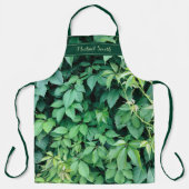 Groene druivenbladeren Monogram Naam Schort (Voorkant)