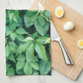 Groene druivenbladeren theedoek (Quarter Fold)