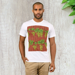 Groene druivenrankenpatroon op rustiek hout t-shirt