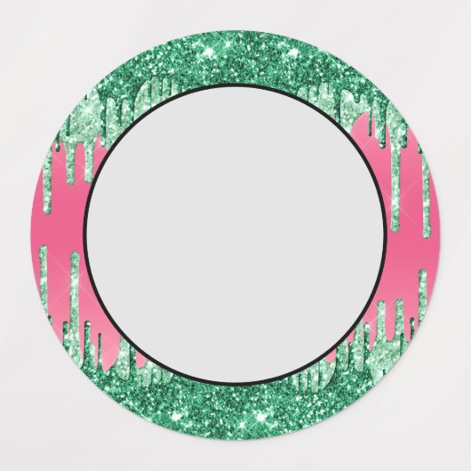 Groene Druppelende Glitters Chic Roze Watermeloen  Labels (Design 1)
