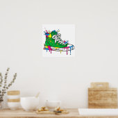 Groene Druppelende Verf Sneaker Poster (Keuken)
