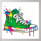 Groene Druppelende Verf Sneaker Poster (Voorkant)