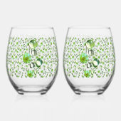 Groene Druppels Wijnglas Zonder Voet (Achterkant)