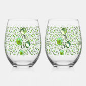 Groene Druppels Wijnglas Zonder Voet (Voorkant)