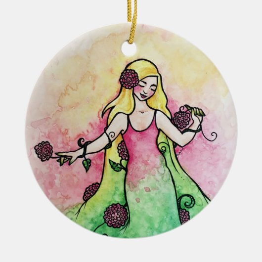 Groene Duim Lente Keramisch Ornament (Voorkant)