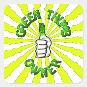 Groene duim (tuinieren) v2 vierkante sticker