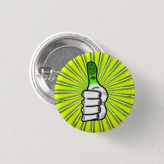 Groene duim v2 ronde button 3,2 cm (Voorkant /achterkant)