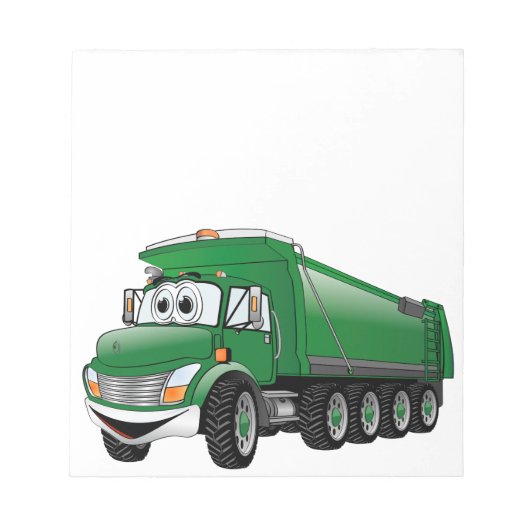 Groene Dump Truck 10w-Cartoon Notitieblok (Voorkant)