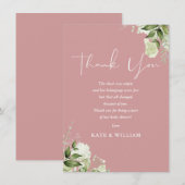 Groene Dusty Rose Roze Baby Shower Gedicht Bedankkaart (Voorkant / Achterkant)