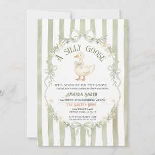 Groene Dwaas Gans Baby Shower Preppy Strepen Kaart
