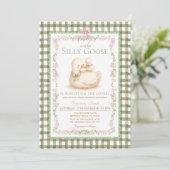 Groene Dwaas Gans Baby Shower Uitnodiging (Staand voorkant)