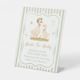 Groene Dwaas Gans Babyshowerboeken voor Baby Reclamebord Met Voetstuk