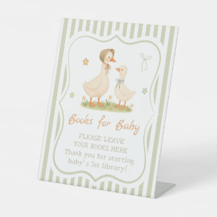 Groene Dwaas Gans Babyshowerboeken voor Baby Reclamebord Met Voetstuk